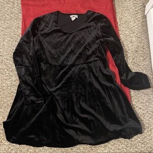 Vtg Kathy Ireland Maternity Women Sz S Black Velvet Tunic Blouse Short Dress